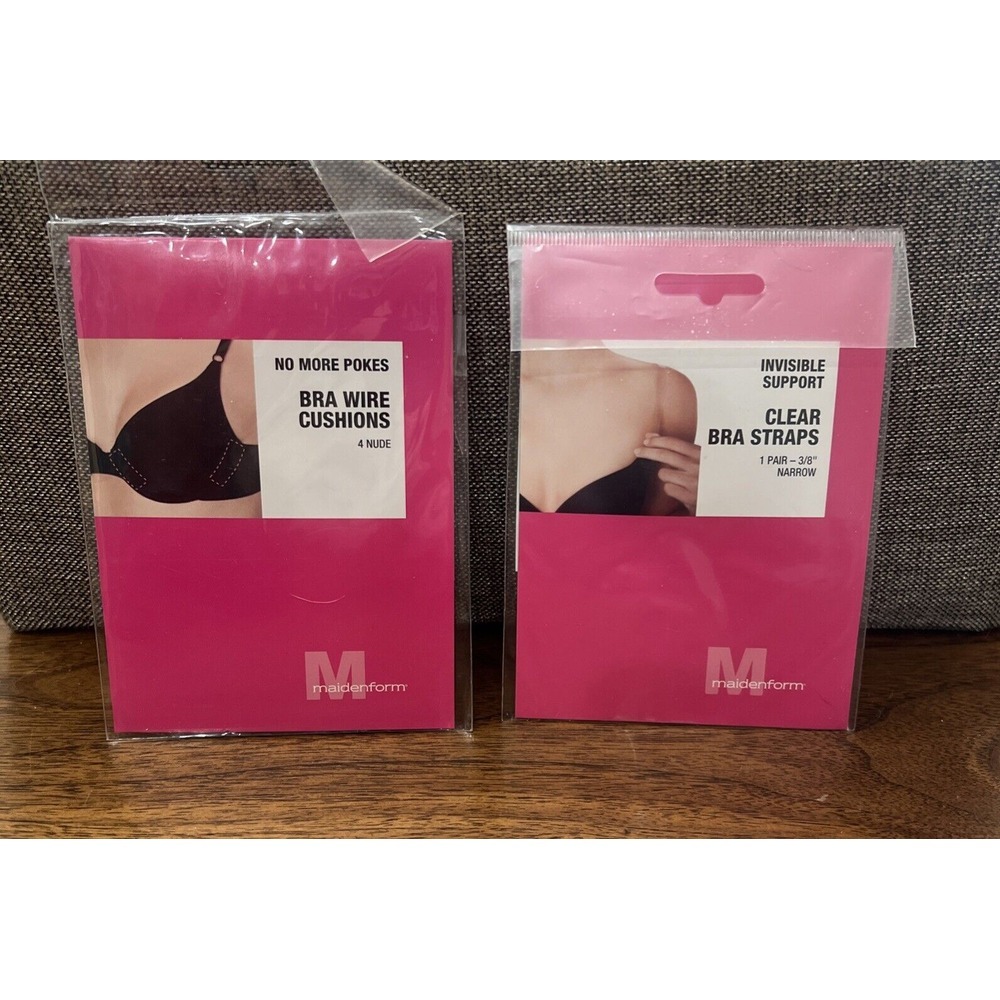 Maidenform Nude (4) Bra Wire Cushions And 1 Pair‎ 3/8" Narrow Clear Bra Straps